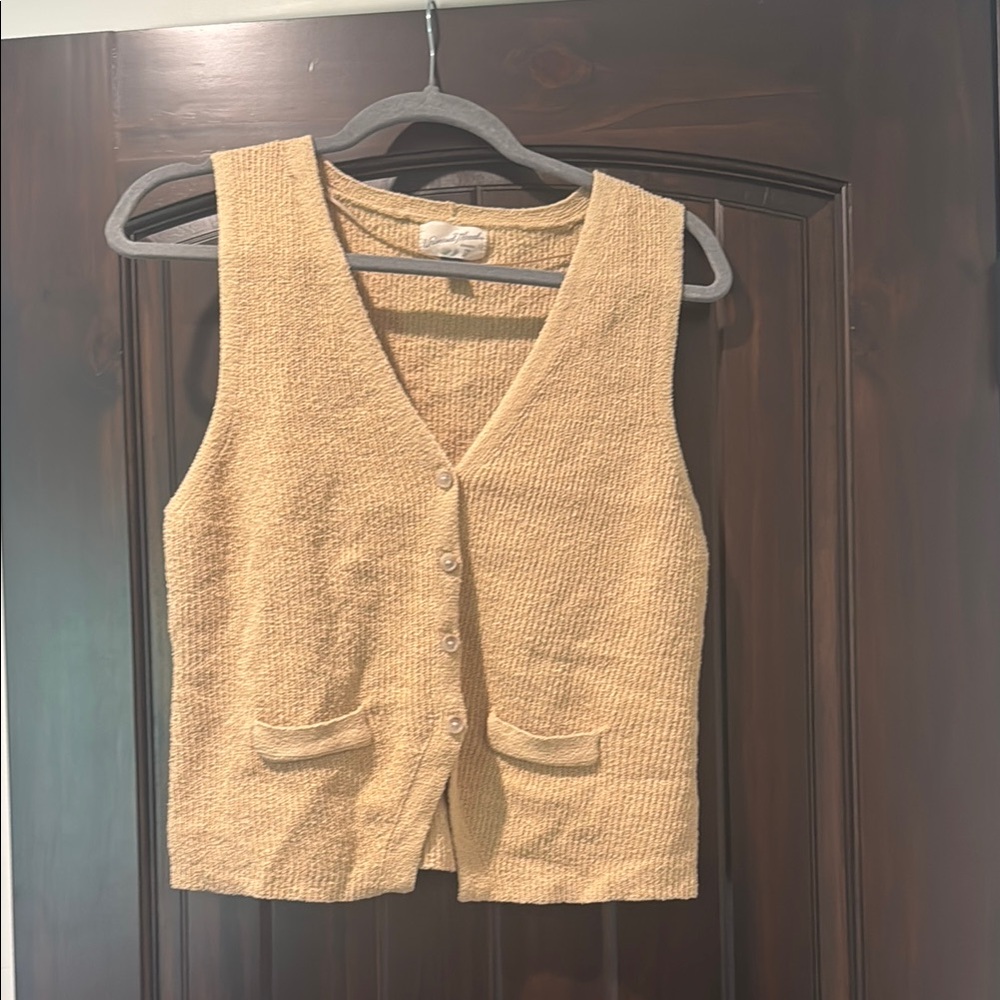 Tan Button-Up Knit Vest